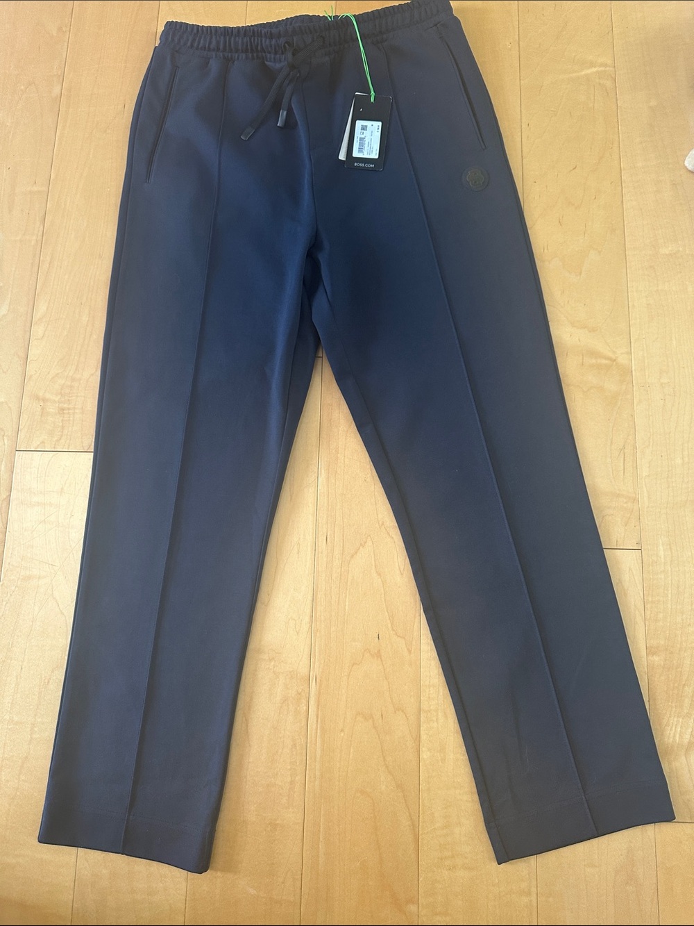 Men's Hugo Boss Navy Travk Suit Bottoms with Double B logo.